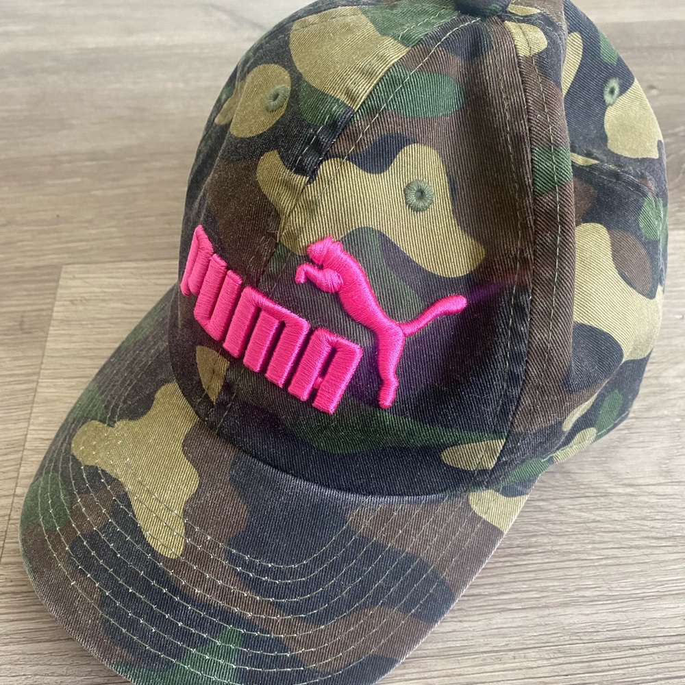 Puma Camouflage Cap with Bright Pink Logo